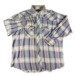 Wrangler Western Shirt Mens XXL Multicolor Plaid Pearl Snap Long Sleeve P033